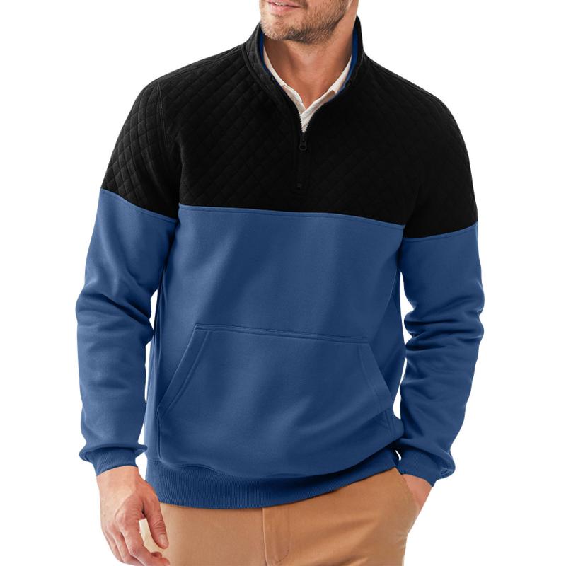 Men's Colorblock Half Zip Collar Long Sleeve Casual Sweatshirt 06247405Z