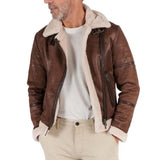 Men's Classic Vintage Casual Suede Lambswool Zipper Jacket 68036039K