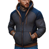 Men's Retro Casual Contrast Color Stitching Hooded Jacket 12121719TO