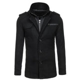 Men's Solid Double Layer Collar Single Breasted Casual Coat 74589024Z