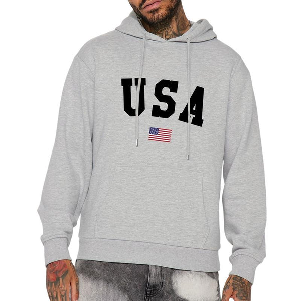 Men's Casual USA Simple Hooded Sweatshirt 56440192TO