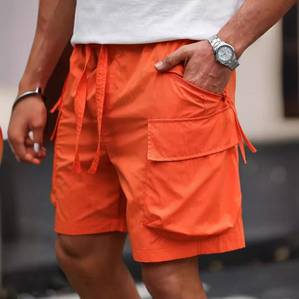 Men's Solid Color Multi-Pocket Cargo Shorts 23236761Y