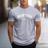 Men's Letter Print Round Neck Short Sleeve T-shirt 10912224Z