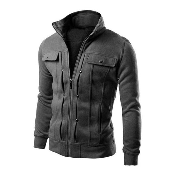 Men's Retro Casual Stand Collar Zipper Sweatshirt Jacket 25198639TO