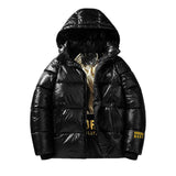 Men's Black and Gold Detachable Hood Thickened Hooded Down Jacket 58471334U