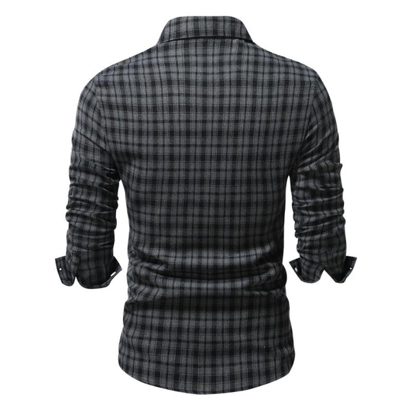 Men's Casual Brushed Plaid Long Sleeve Shirt 82349233Y