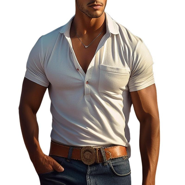 Men's Casual Pocket Short Sleeve Polo Shirt 70852787TO