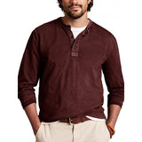 Men's Casual Solid Color Henley Collar Slim Fit Long Sleeve T-Shirt 39494001M