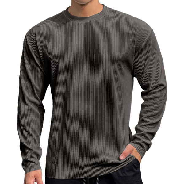 Men's Casual Solid Color Round Neck Long Sleeve T-Shirt 88160269Y