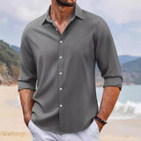 Men's Single-Breasted Lapel Long-Sleeved Shirt 99354806Y