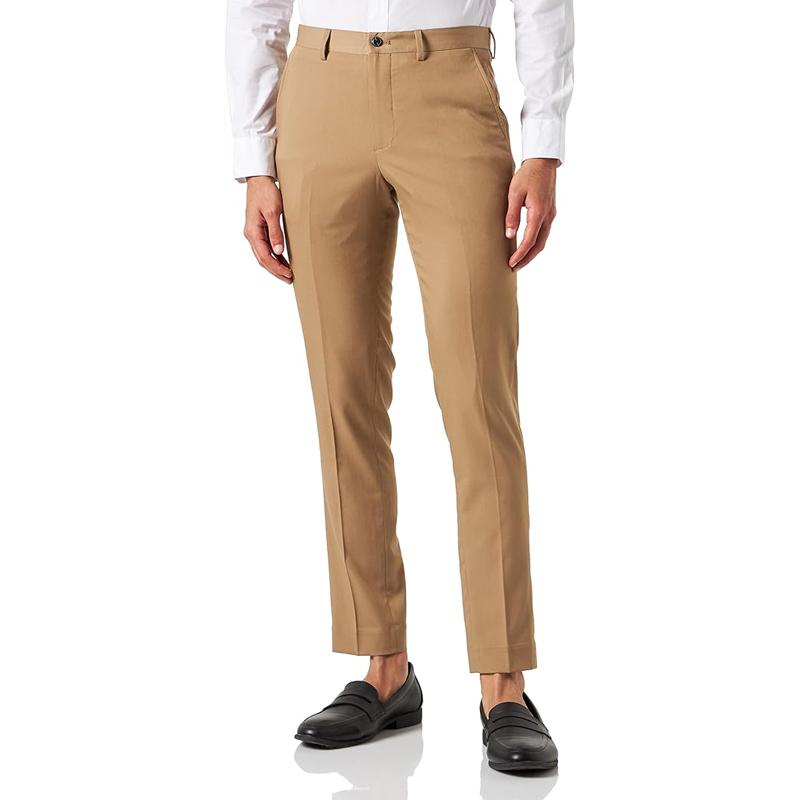 Men's Solid Color Cotton Mid Waist Straight Suit Pants 75843474Z