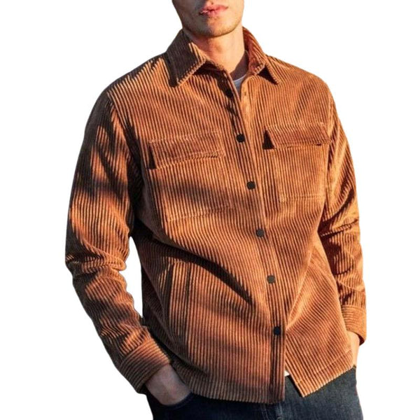 Men's Vintage Classic Casual Multi-Pocket Corduroy Shirt 00583857K