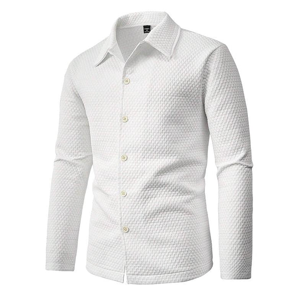 Men's Diamond Jacquard Solid Color Long Sleeve Shirt 06528198Y