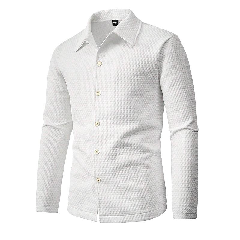 Men's Diamond Jacquard Solid Color Long Sleeve Shirt 06528198Y