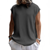 Men's Solid Color Vertical Stripes Round Neck Sleeveless T-shirt 32852979Z