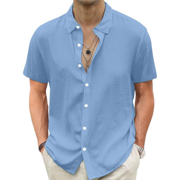 Men's Casual Solid Color Short-sleeved Shirt 87673629X