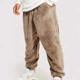 Men's Casual Warm Plush Elastic Waist Loose Pants 99149304M