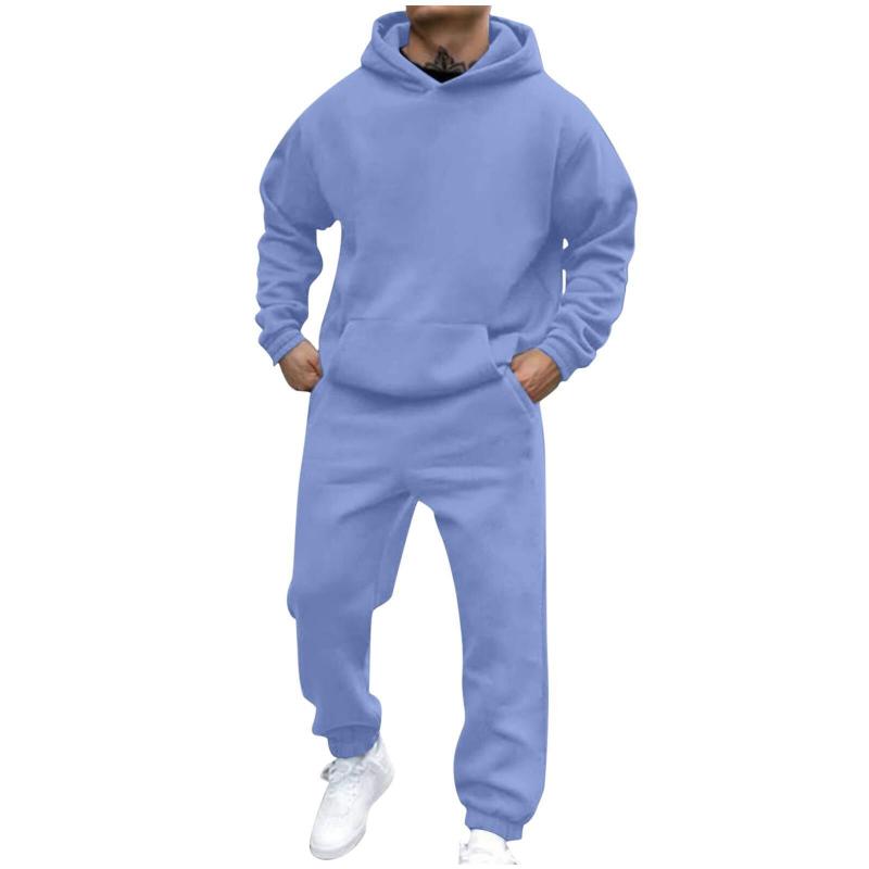 Lässiges, lockeres Fleece-Set mit langärmeligem Kapuzenpullover und Jogginghose für Herren 27431382M