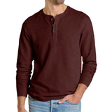 Men's Solid Color Henley Collar Long Sleeve Sweatshirt 29029887Y