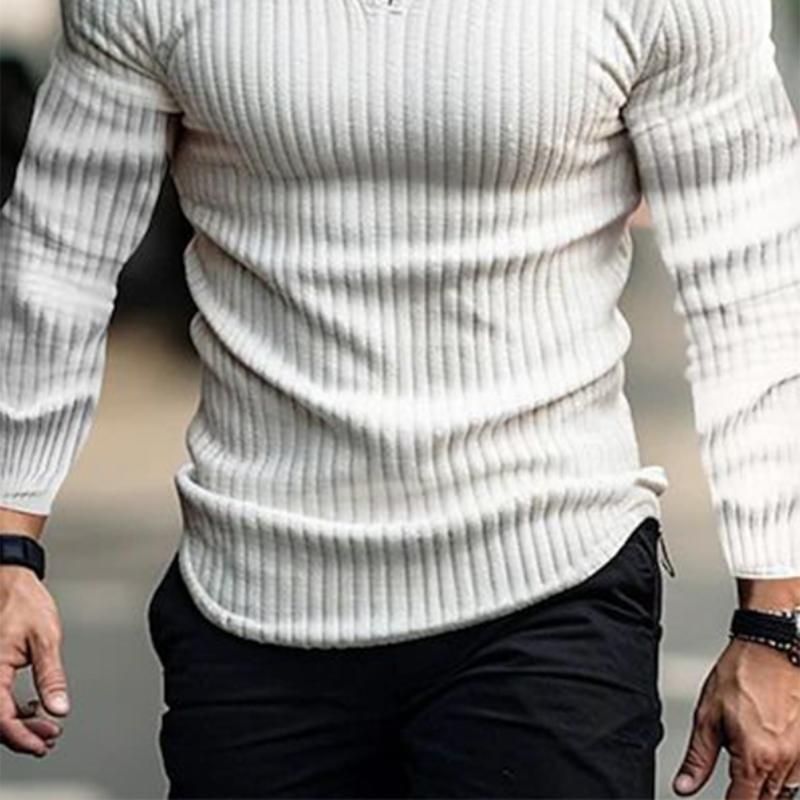 Men's Classic Casual V-Neck Knitted Long Sleeve T-Shirt 45144937K