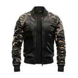 Men's Classic Retro Casual Stitching Camouflage Leather Jacket 18991830K