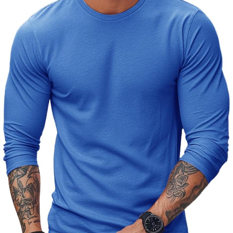 Men's Casual Cotton Blended Round Neck Slim Fit Long Sleeve T-Shirt 43340419M