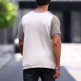 Men's Colorblock Knitted Crew Neck Short Sleeve Pullover 56951255Y