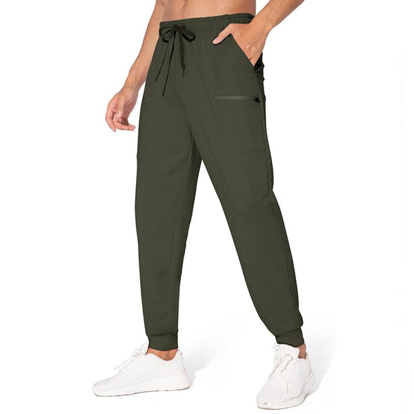 Men's Solid Color Elastic Waist Multi-pocket Sports Pants 50872632Z
