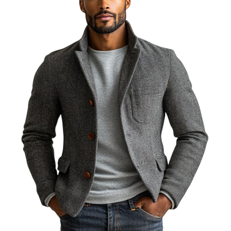 Mens Vintage Herringbone Single Breasted Jacket 89347611Y