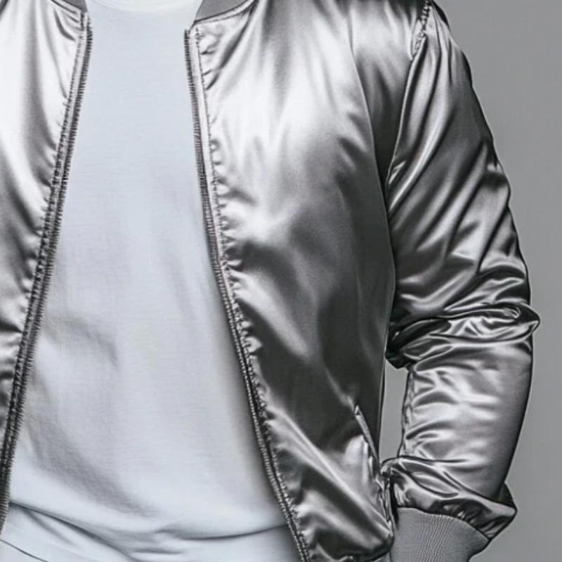 Men's Fashion Satin Baseball Jacket 77611354Y