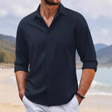 Men's Single-Breasted Lapel Long-Sleeved Shirt 99354806Y