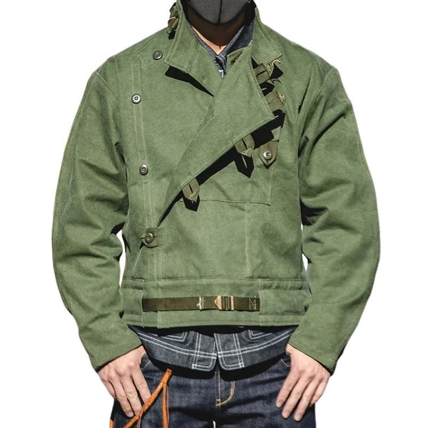 Men's Causal Outdoor Stand Collar Multi-Pocket Single Breasted Tactical Work Jacket 01000817M