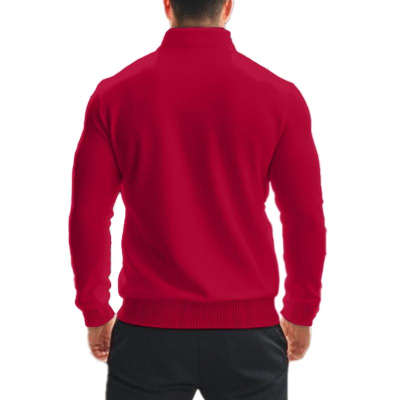 Sudadera informal con cuello alto y cremallera de color liso para hombre 21133783X