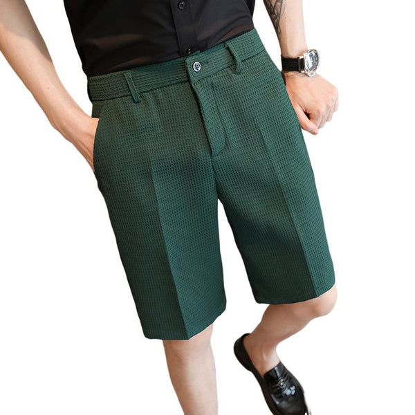 Men's Casual Waffle Fit Suit Shorts 72309787M