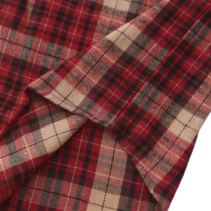 Men's Vintage Casual Flannel Plaid Lapel Long Sleeve Shirt 03965776TO