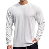 Men's Solid Color Striped Round Neck Long Sleeve T-shirt 74511156Z