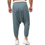 Men's Solid Cotton And Linen Loose Elastic Waist Harem Pants 66485150Z