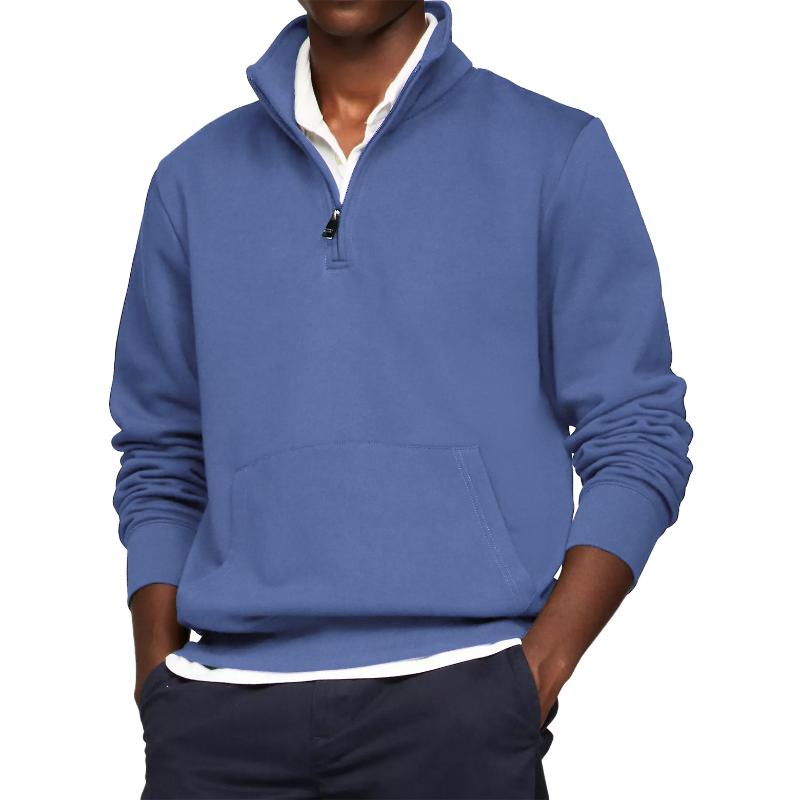 Men's Casual Solid Color Half Zip Turtleneck Sweatshirt 81474478Y