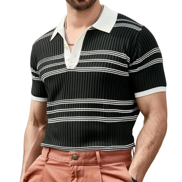 Men's Contrast Color Short-sleeved Knitted POLO Shirt 61646434X