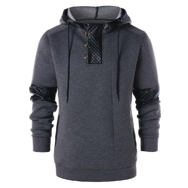 Men's Casual Personalized Patchwork Hooded Sweatshirt 97547240F