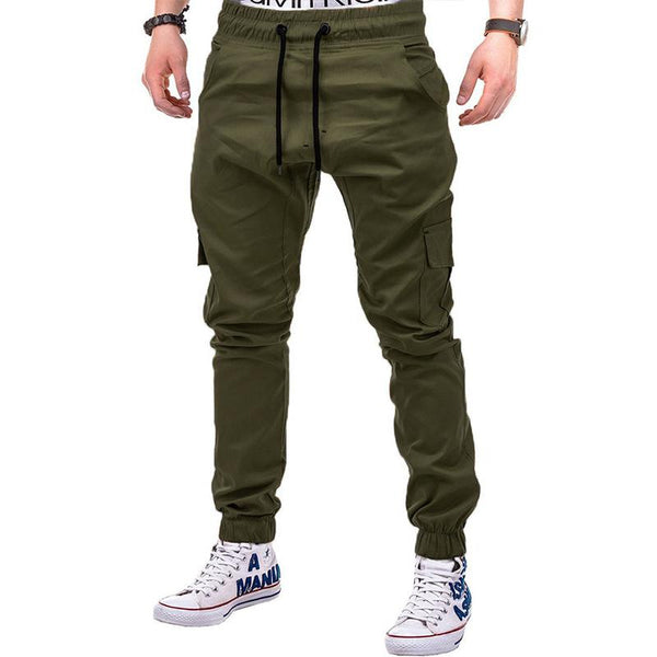 Men's Solid Multi-pocket Elastic Waist Cargo Pants 67999747Z