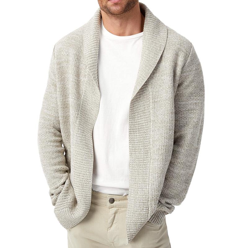 Men's Solid Lapel Loose Knit Cardigan 01564472Z