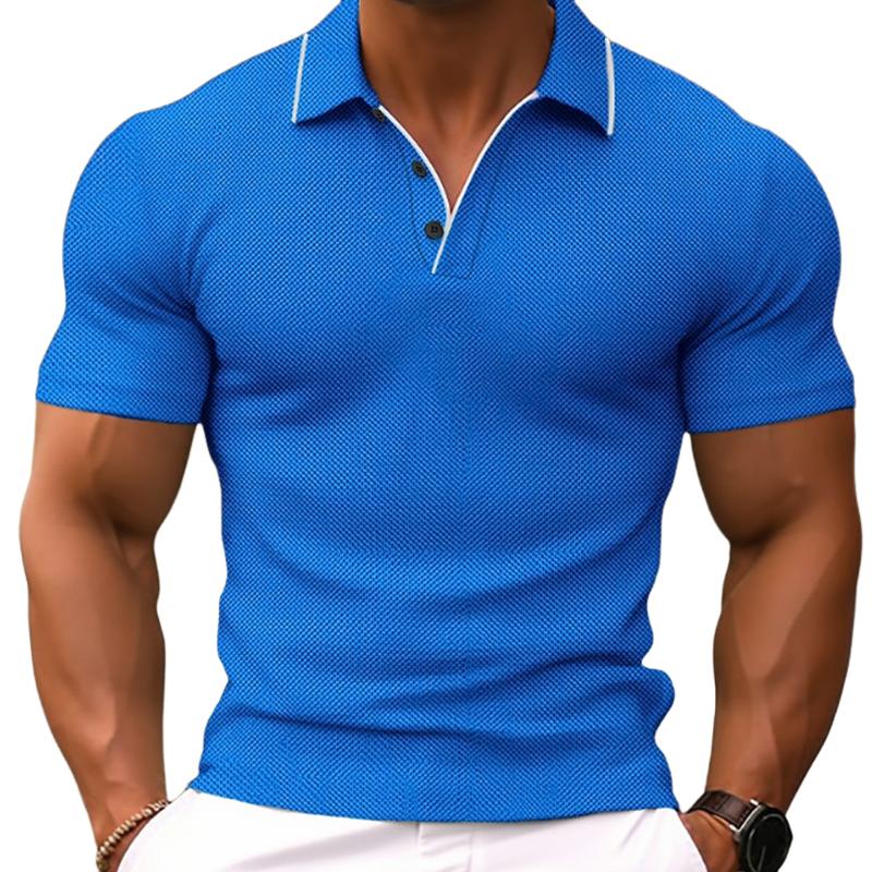 Men's Solid Color Lapel Short-Sleeved Polo Shirt 85775039Y