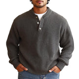 Men's Solid Color Henley Collar Long Sleeve Knit Sweater 67144693Z