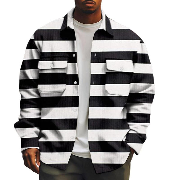 Men's Striped Casual Lapel Jacket 17226415X