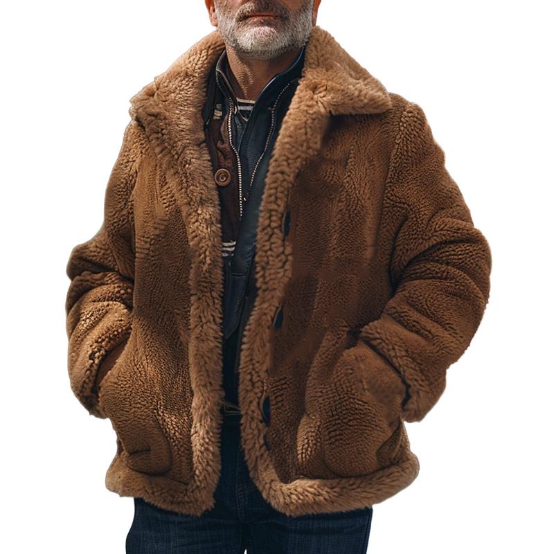 Men's Loose Polar Fleece Button Jacket 40443389X