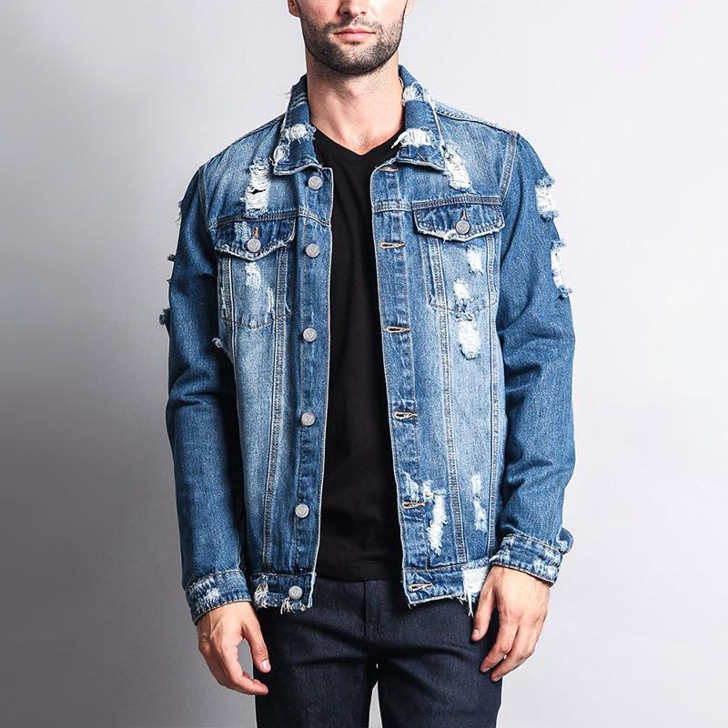 Men's Fashion Distressed Casual Denim Jacket 45021513Z