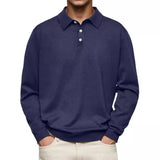 Men's Solid Color Lapel Long Sleeve Loose Casual Polo Shirt 01620047Z