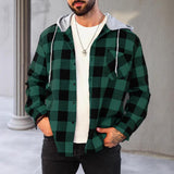 Men's Casual Plaid Long Sleeve Hoodie Jacket 91542016X