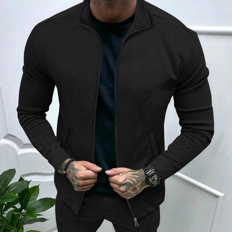 Giacca da uomo tinta unita con risvolto e cerniera a maniche lunghe 63154141Z